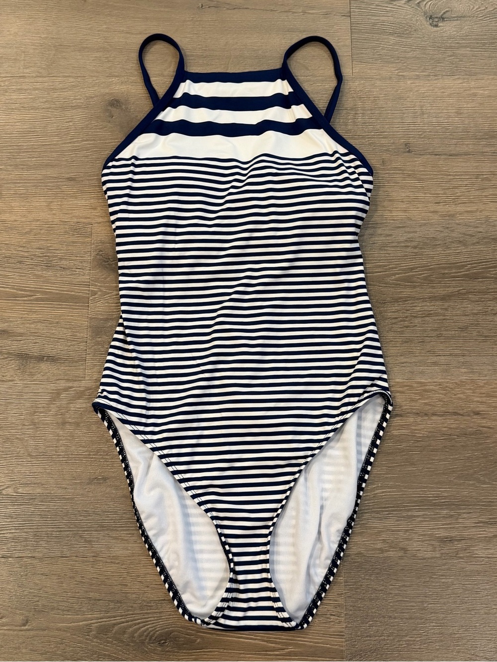 Lauren Ralph Lauren Navy and White Striped One-Piece Swimsuit